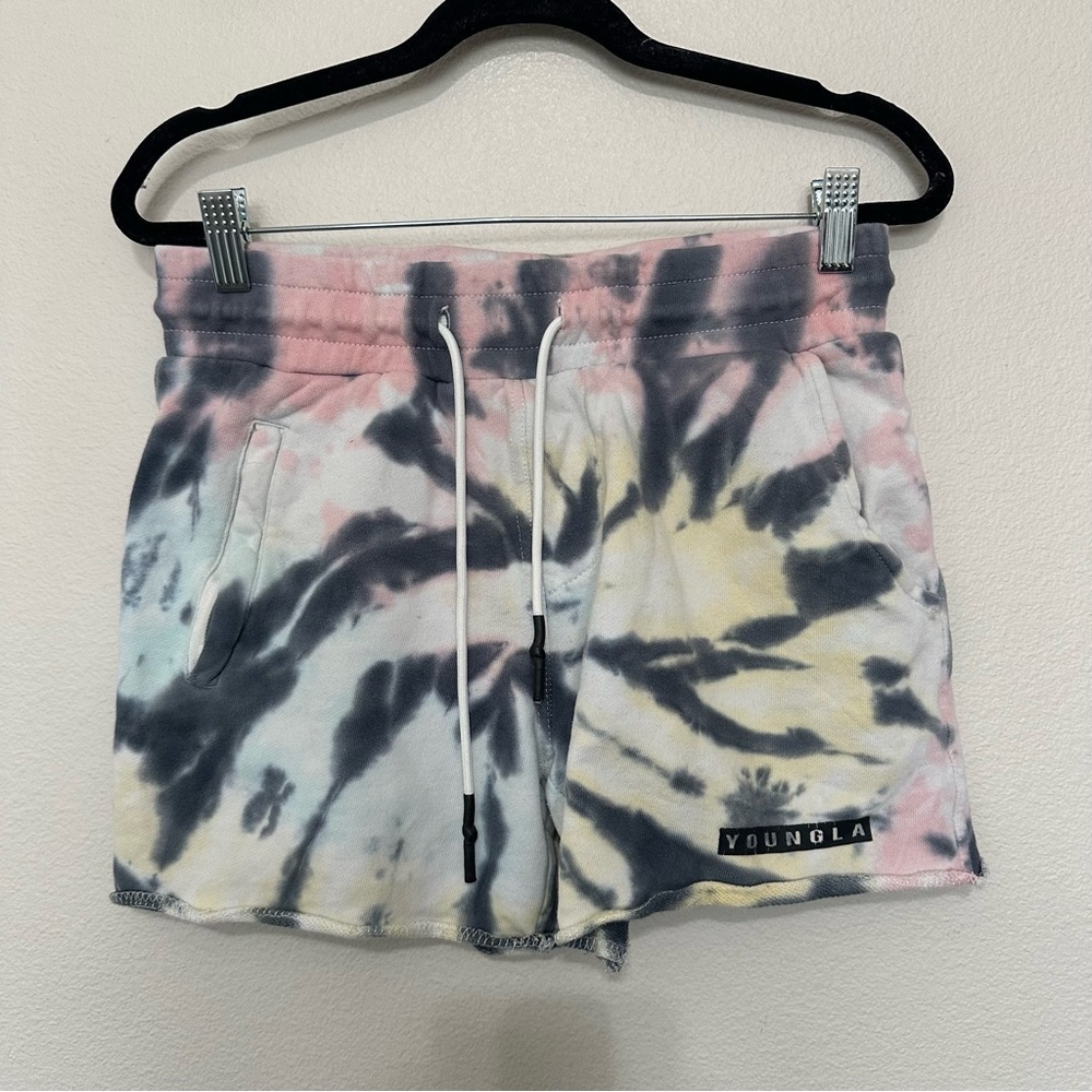 YoungLA tie dye sweatpants shorts women’s size s small cotton multicolor
